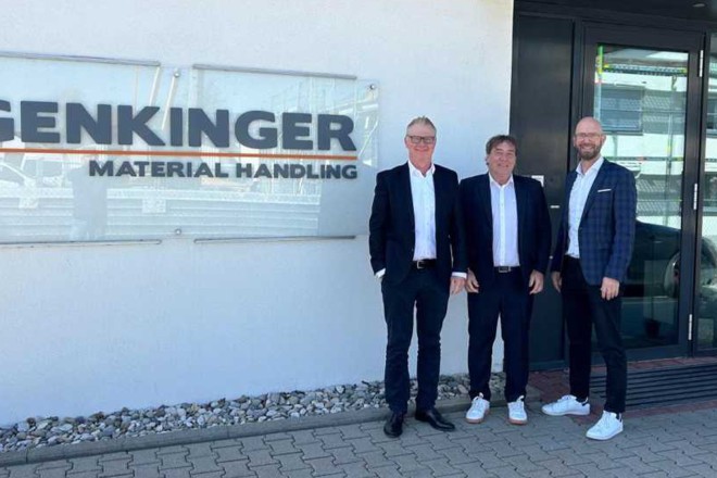 Hans-Joachim Finger, Geschäftsführer Hubtex-Gruppe, Richard Ludwig, Geschäftsführer Genkinger GmbH, Marco Goldbach, Geschäftsführer Hubtex-Gruppe.
